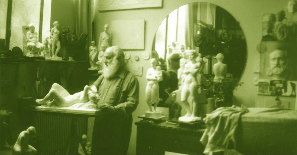 Charles Auffret in his studio rue Compans, Paris XIXe