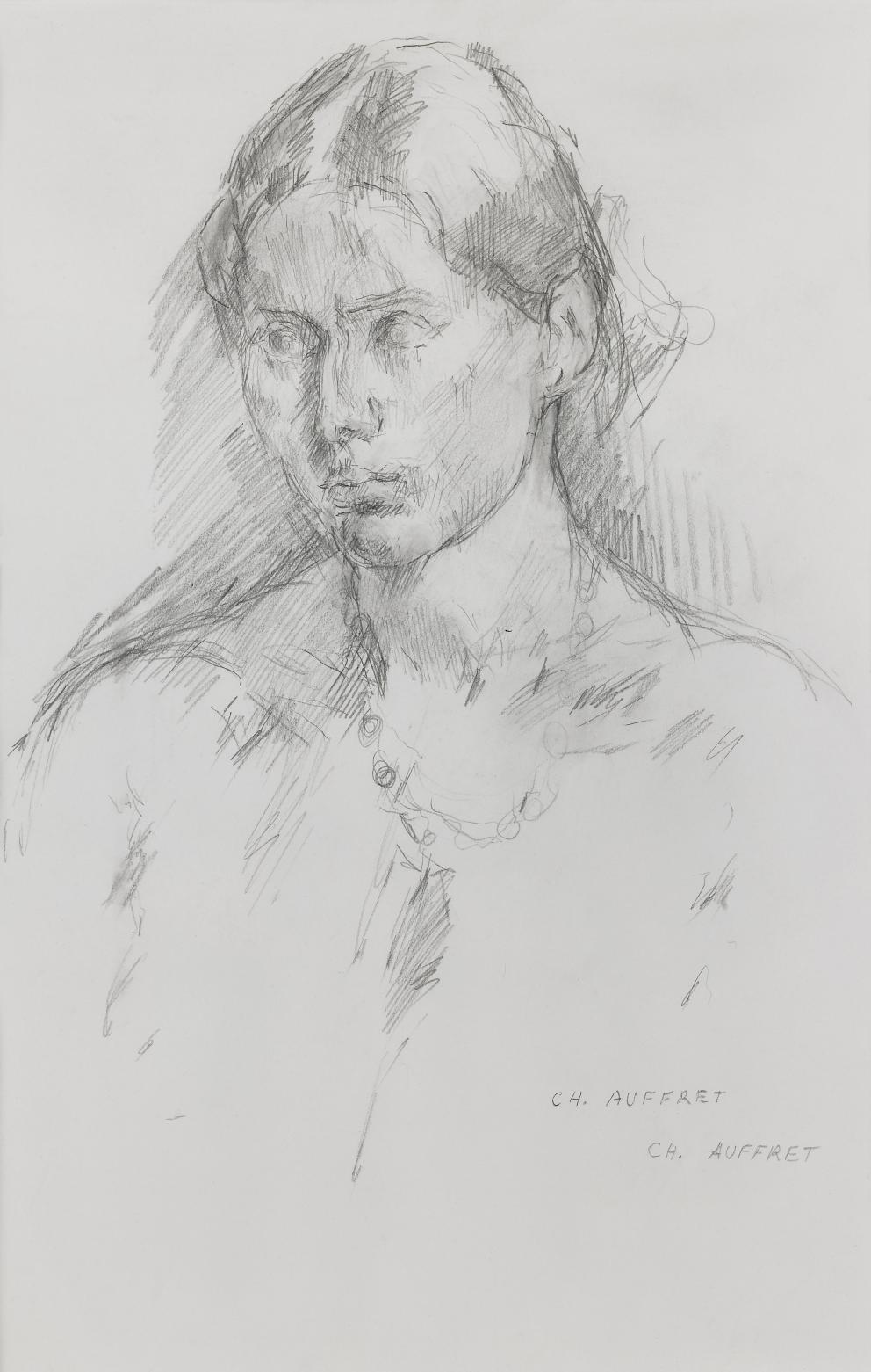 Charles Auffret, Portrait of Arlette, pencil
