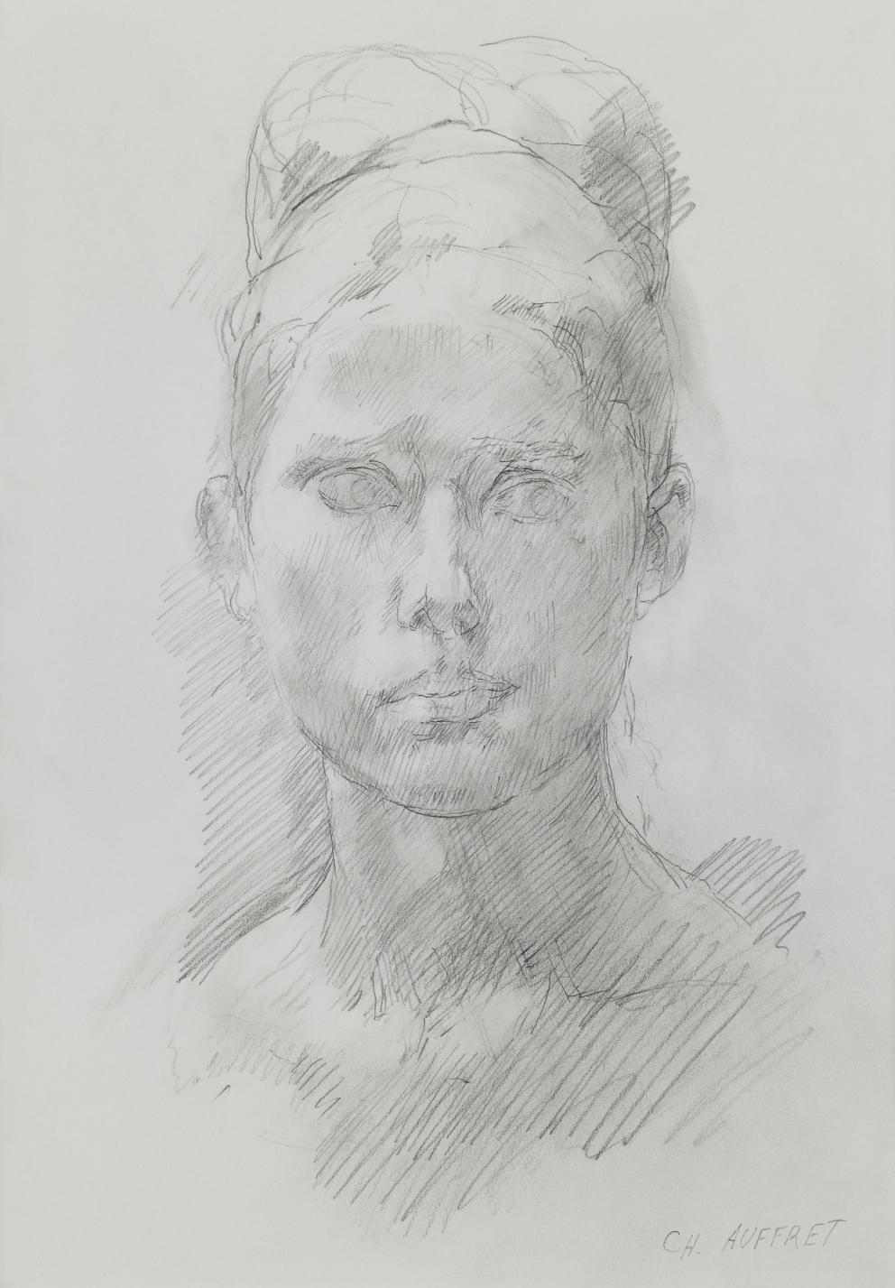 Charles Auffret, Portrait of Arlette Ginioux, Pencil